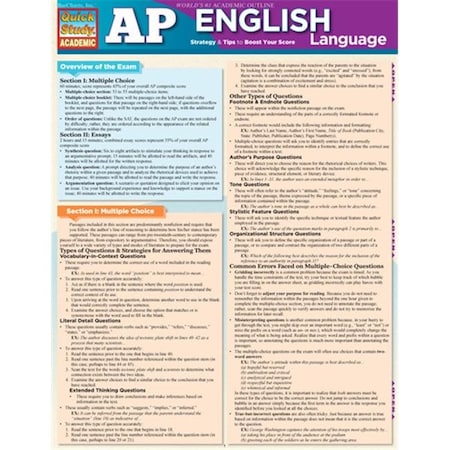 Barcharts BarCharts 9781423222378 AP English Quickstudy Easel 9781423222378
